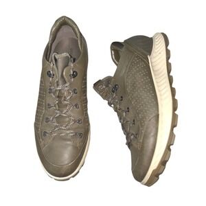 Ecco Mens Exostrike Outdoor Low Hiking Shoes Olive Green Leather sz 12